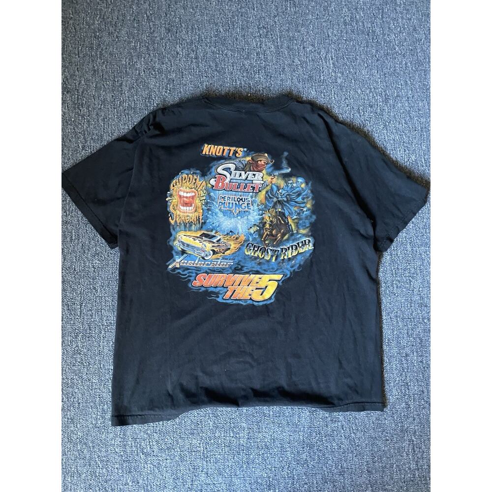 Vintage Knott's Berry Farm Survive The 5 Theme Park Rides Size XL Black 90s